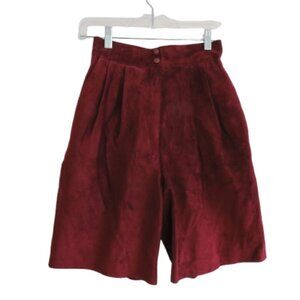 VINTAGE DANIER Deadstock Maroon Leather Suede High Waisted Shorts - Size 4 NWT